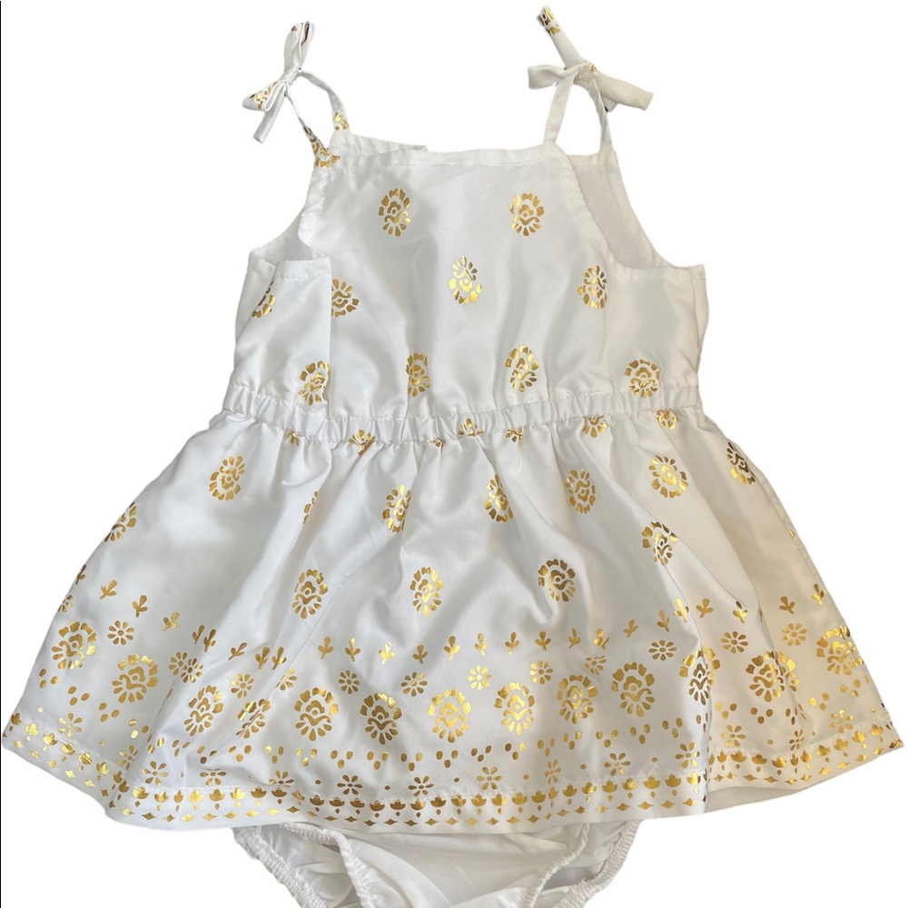 White and Gold dress - size 3 months.